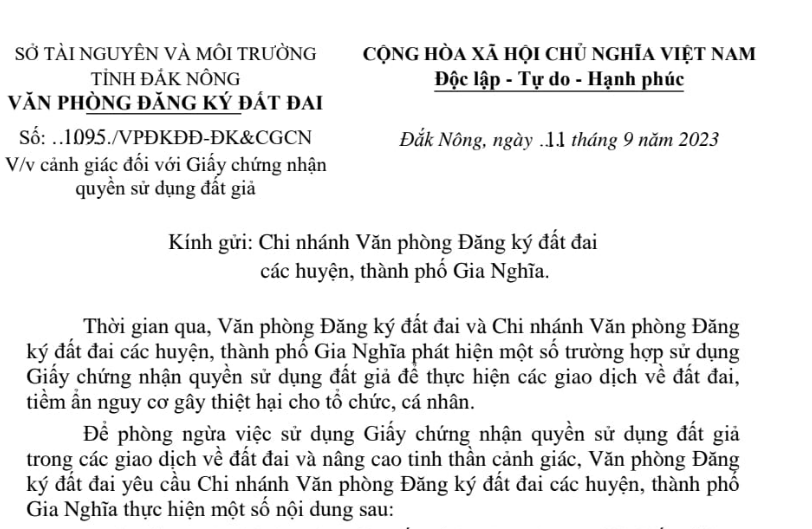 Đắk Nông: Cảnh giác đối với Giấy chứng nhận quyền sử dụng đất giả 